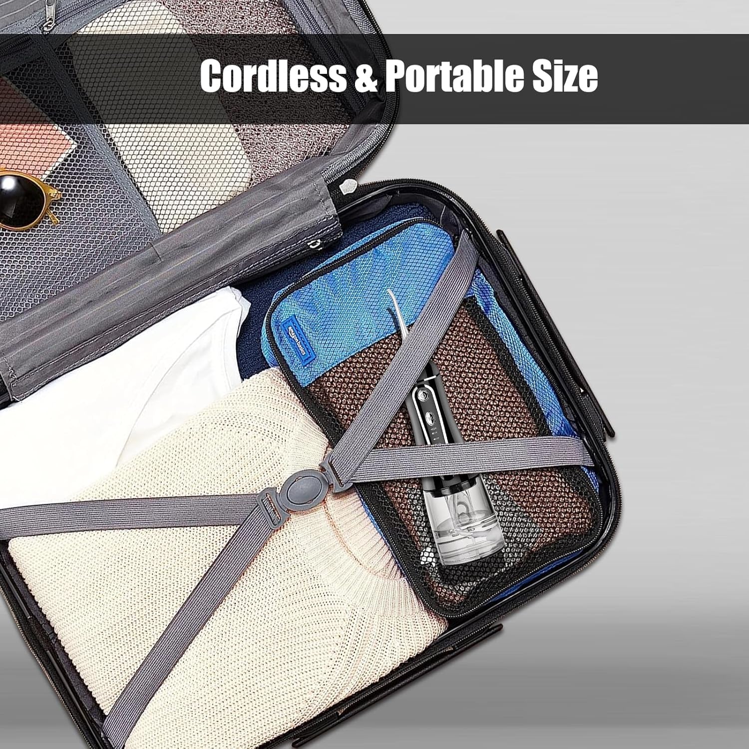 Cordless Water Flosser for Teeth Rechargeable -  7 Clean Settings Oral Irrigator Dental Flosser for Braces Adults Teeth Cleaning Portable with Long Battery Life, Waterproof(Black)