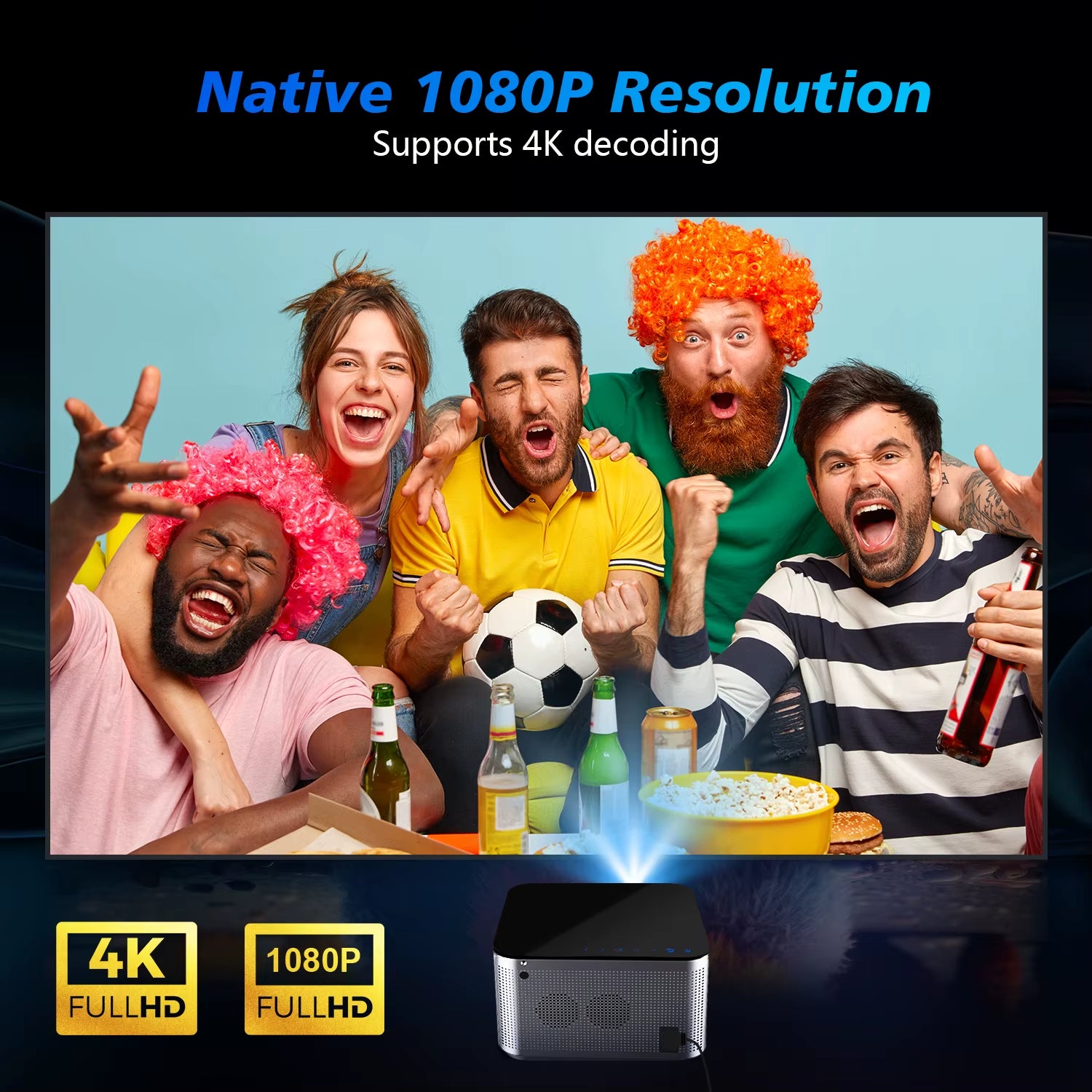 4K Smart Projector with Android 11, 580 ANSI Lumens, 1920x1080P Full HD, WiFi 6, Bluetooth 5.0, Allwinner H713, Voice Control for Home Theater